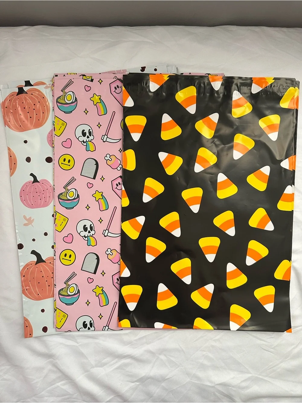 Halloween Poly Mailers Variety Pack 10x13 Candy Corn Pumpkin Pink 25 Count